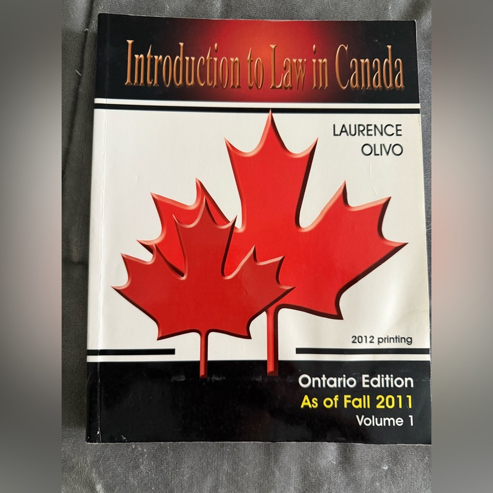 Introduction to Law in Canada Book